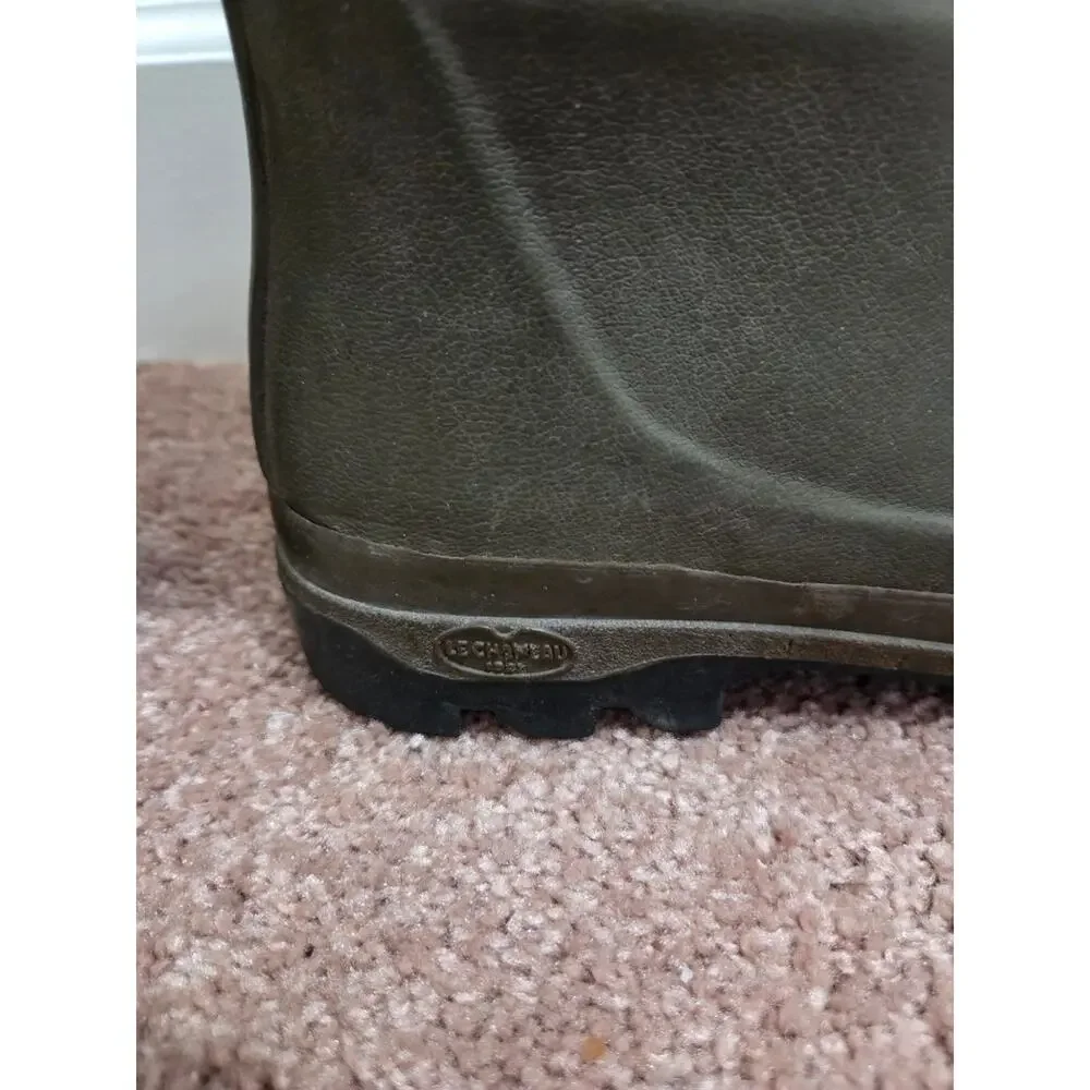 Le Chameau Hunting Green Plaid Tartan Lined Rubber Tall Wellington Boots Size 41